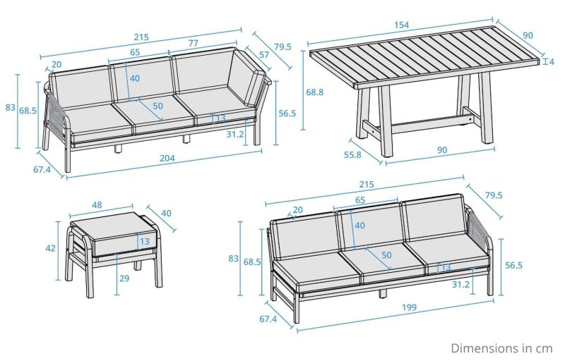 Cora corner set with 2 stools and table - Image 2