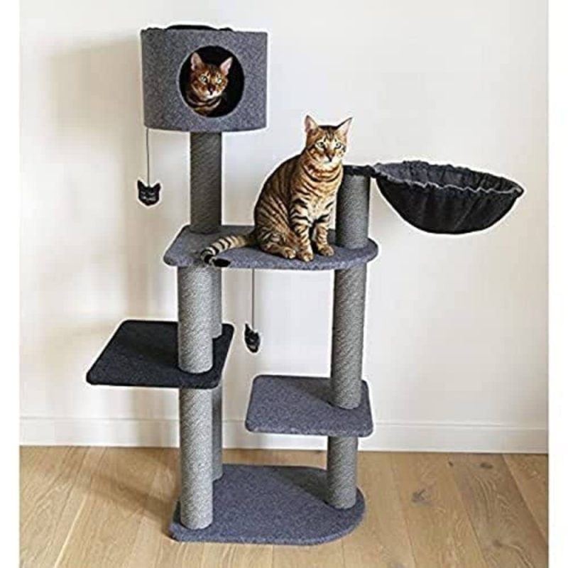 Scratch Post - Felt Triple Tower Grey - Image 2